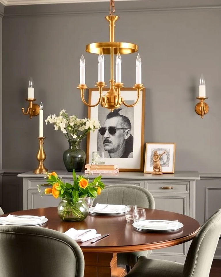 vintage inspired brass fixtures and accents - 25 French Parisian Dining Room Ideas