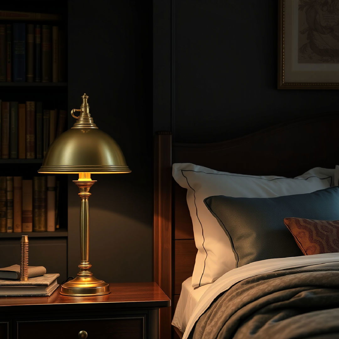 vintage inspired brass table lamp - 25 Dark Academia Bedroom Ideas