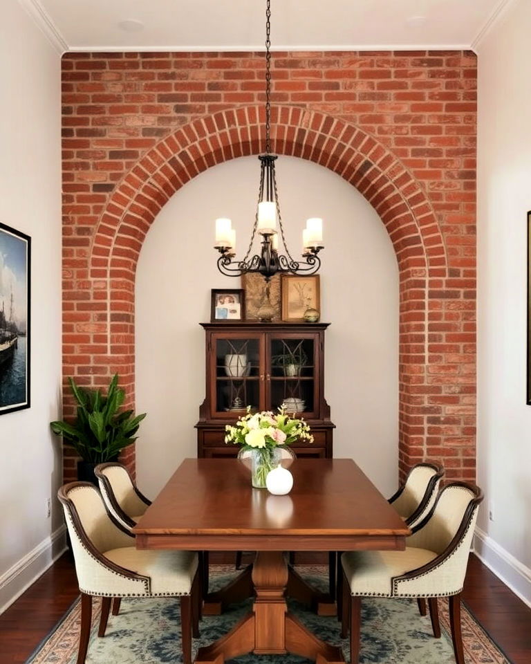 vintage inspired brick archway accent - 20 Brick Accent Wall Ideas