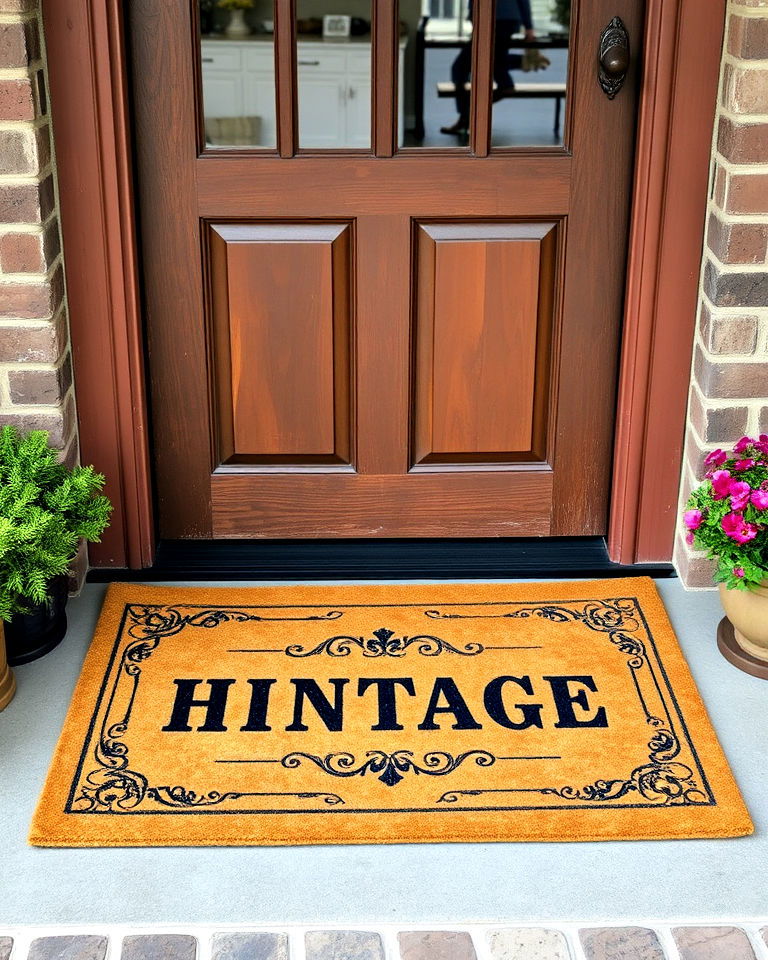 vintage inspired front door mat - 15 Front Door Mat Ideas