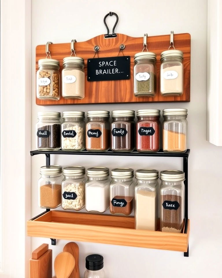 vintage inspired mason jar spice rack - 40 Spice Rack Ideas
