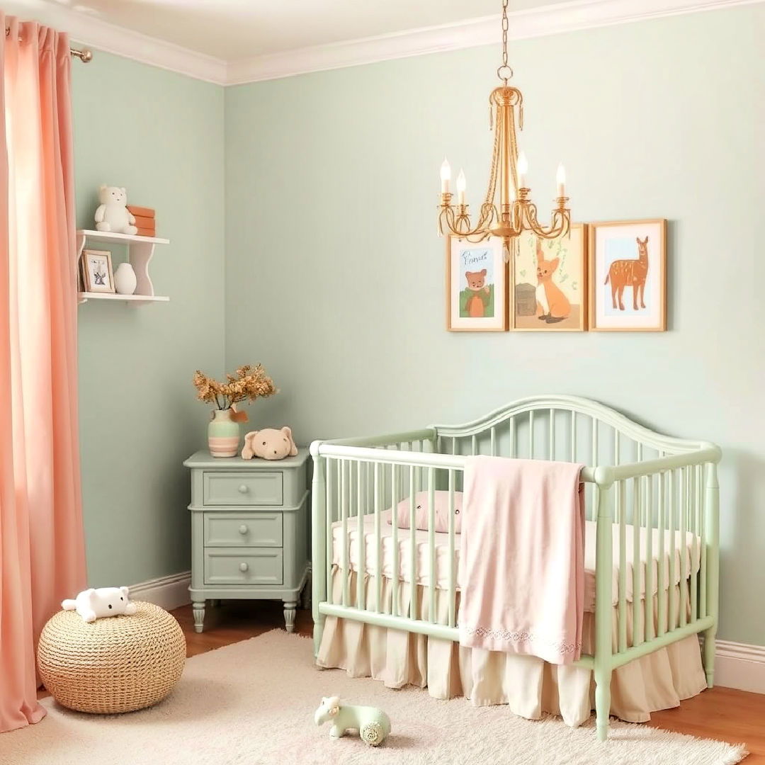 vintage inspired muted pastel color palette - 25 Vintage Nursery Ideas