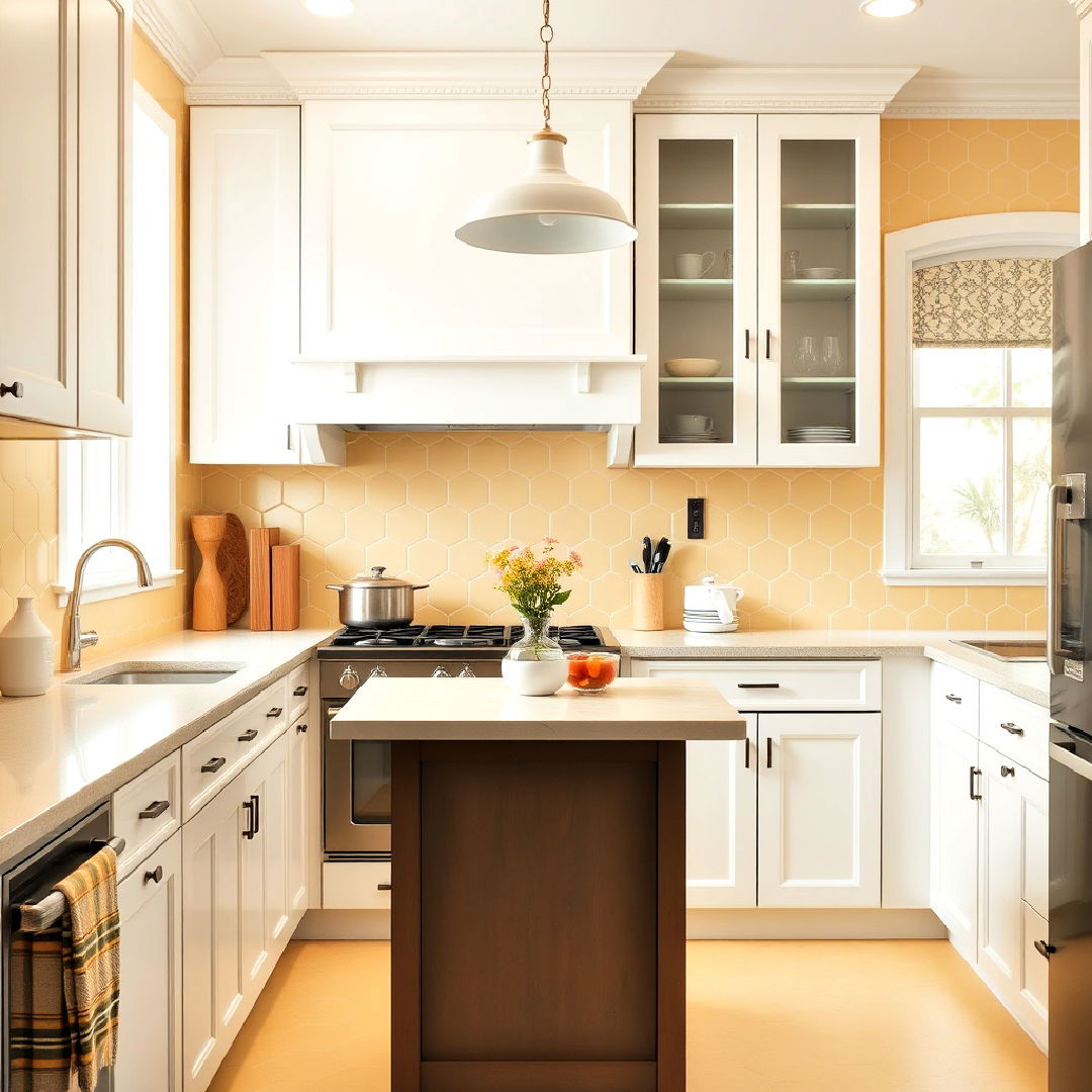 vintage inspired pale yellow kitchen tiles - 15 Pale Yellow Kitchen Ideas