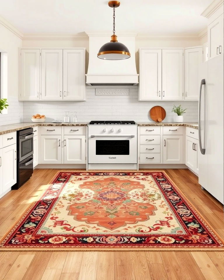 vintage inspired rug to add classic touch - 20 Kitchen Rug Ideas