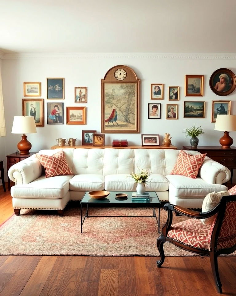 vintage inspired white couch ideas - 30 White Couch Living Room Ideas