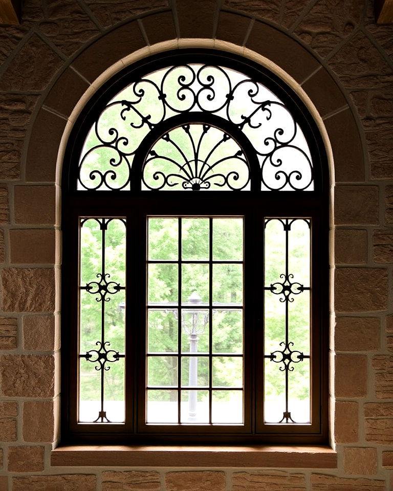 vintage iron framed arched window - 30 Arch Window Design Ideas