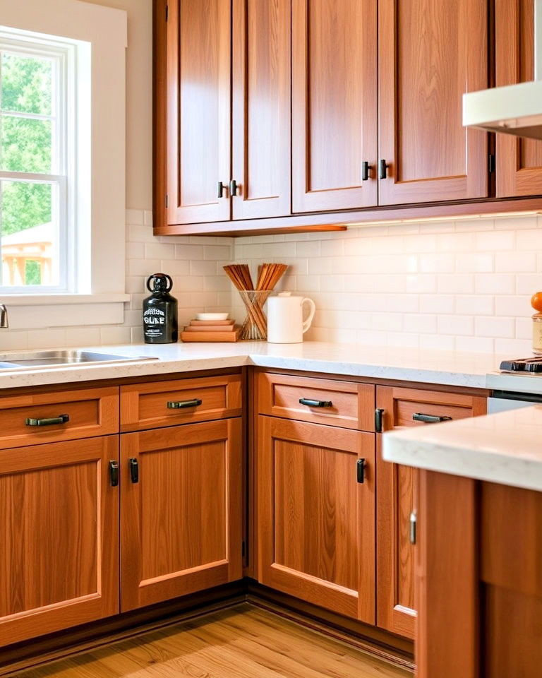 vintage latch style pulls - 40 Kitchen Cabinet Hardware Ideas