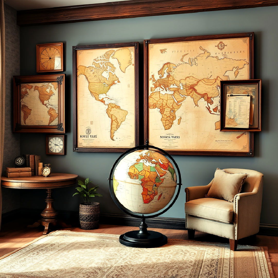 vintage maps and globes ideas - 25 Steampunk Interior Design Ideas