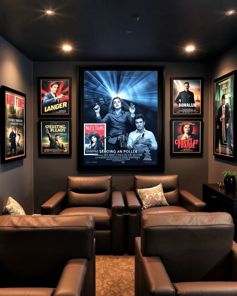 vintage movie posters to add personal flair - 25 Basement Home Theater Ideas