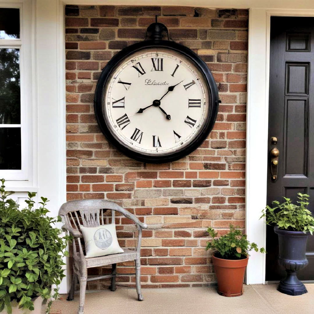 vintage outdoor clock - 40 Small Front Porch Ideas