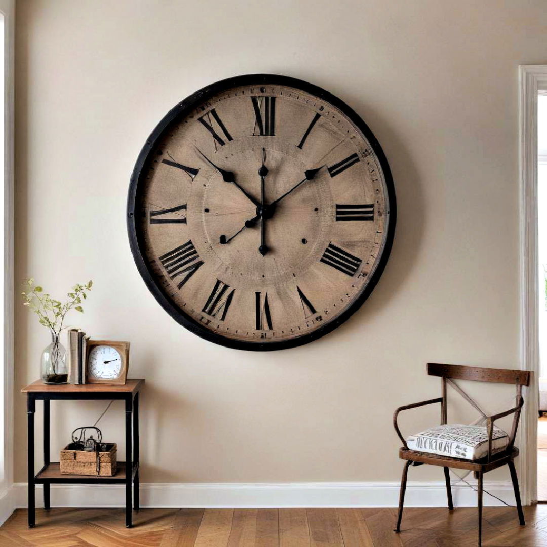 vintage oversized clock - 40 Wall Decor Ideas