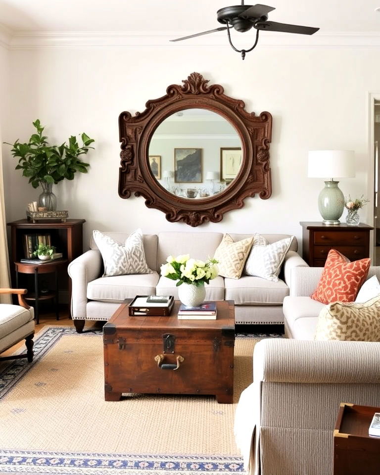 vintage pieces to add character - 25 Joanna Gaines Living Room Ideas