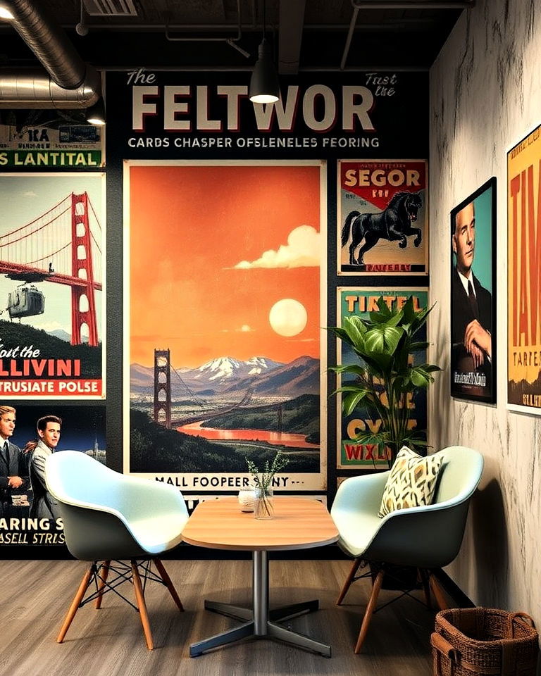 vintage poster mural to add nostalgic touch - 25 Office Wall Murals