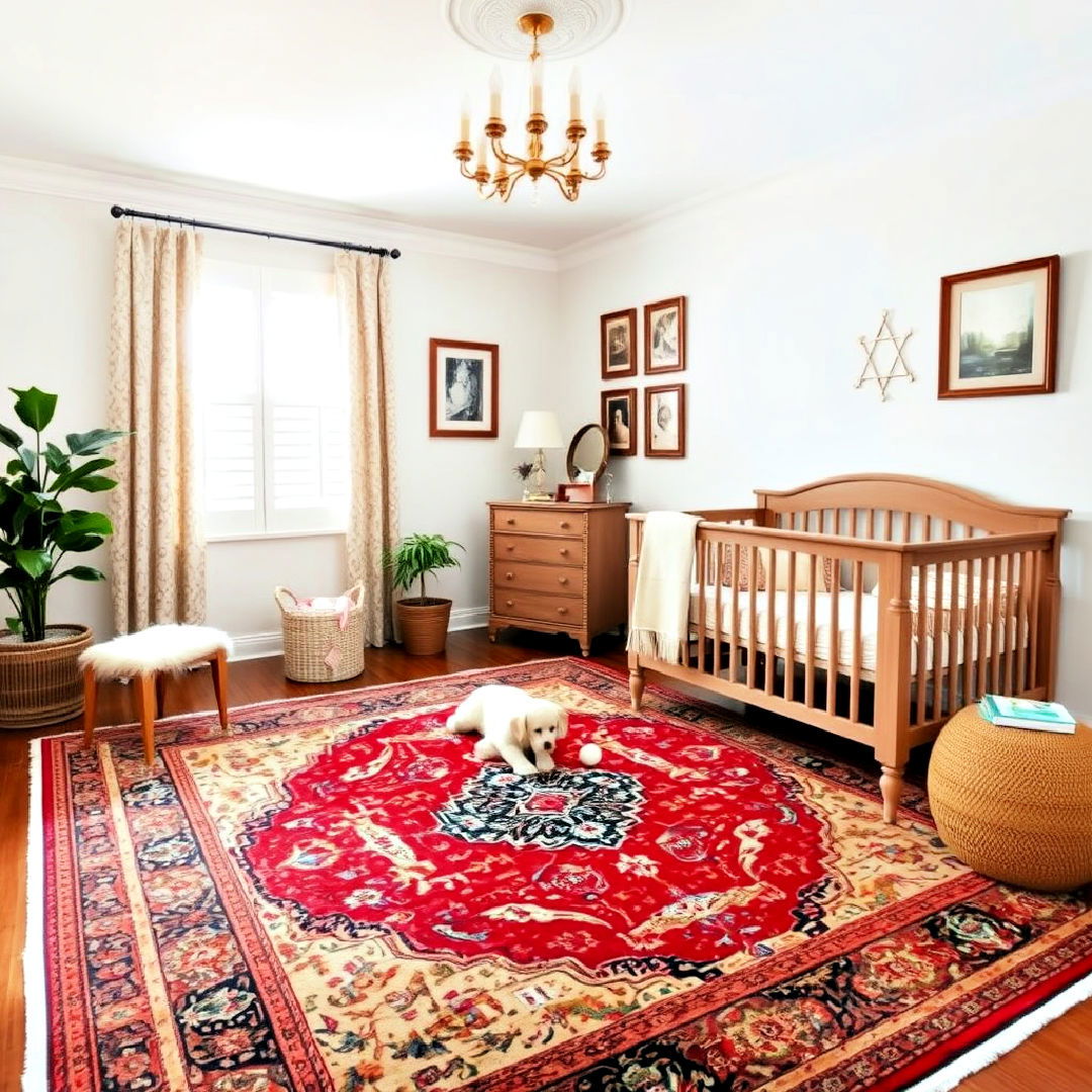 vintage rug for nursery - 25 Vintage Nursery Ideas