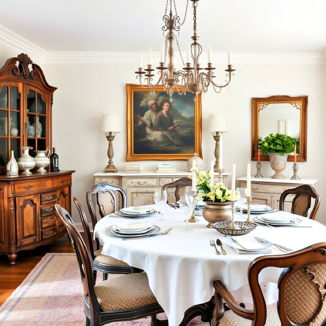 vintage silverware displayed on sideboard - 40 French Country Dining Room Ideas