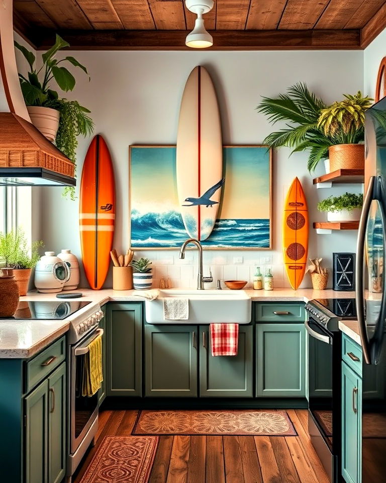 vintage surf decor for tropical kitchen - 20 Tropical Kitchen Ideas