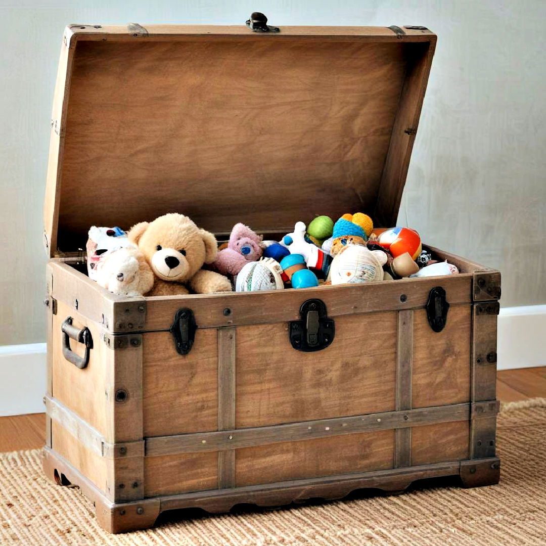 vintage trunk for toy storage - 40 Toy Storage Ideas
