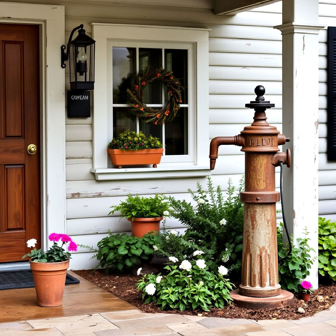 vintage water pump for timeless decor - 25 Rustic Front Porch Ideas