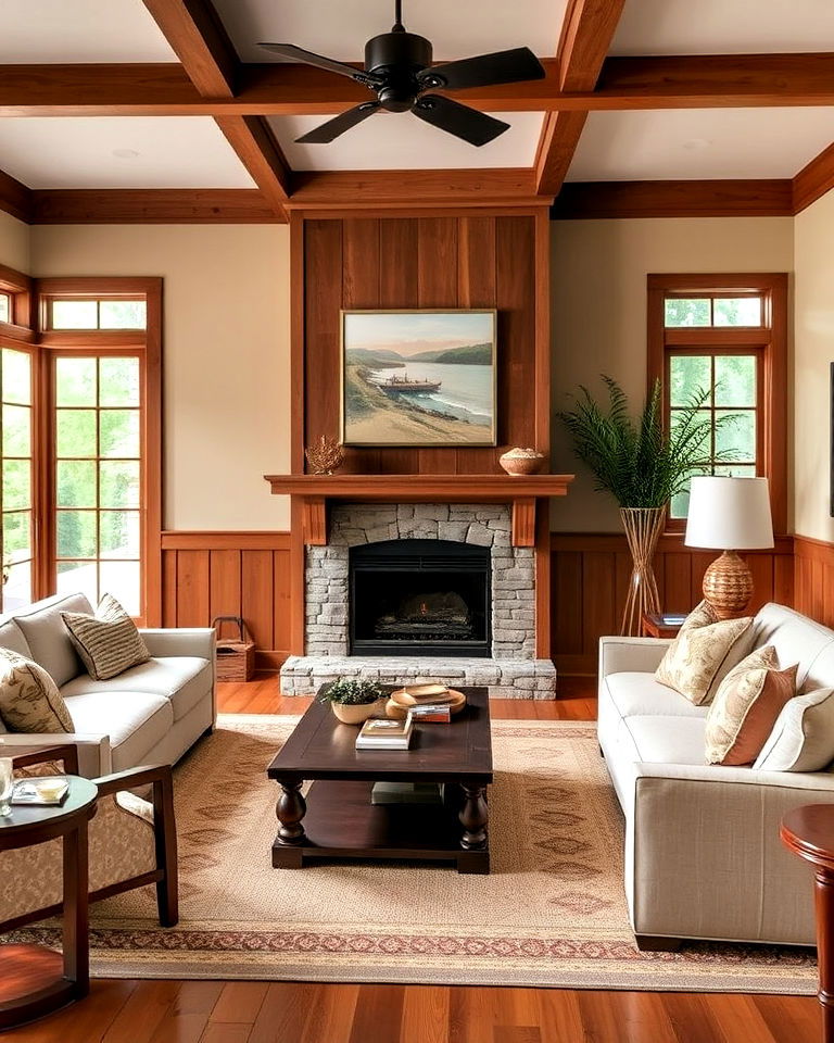 wainscoting and wall paneling ideas - 30 Craftsman Living Room Ideas