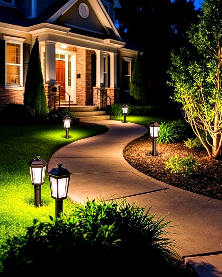 walkway lighting to elevate curb appeal of ranch home - 40 Curb Appeal Inspiration for Ranch Homes