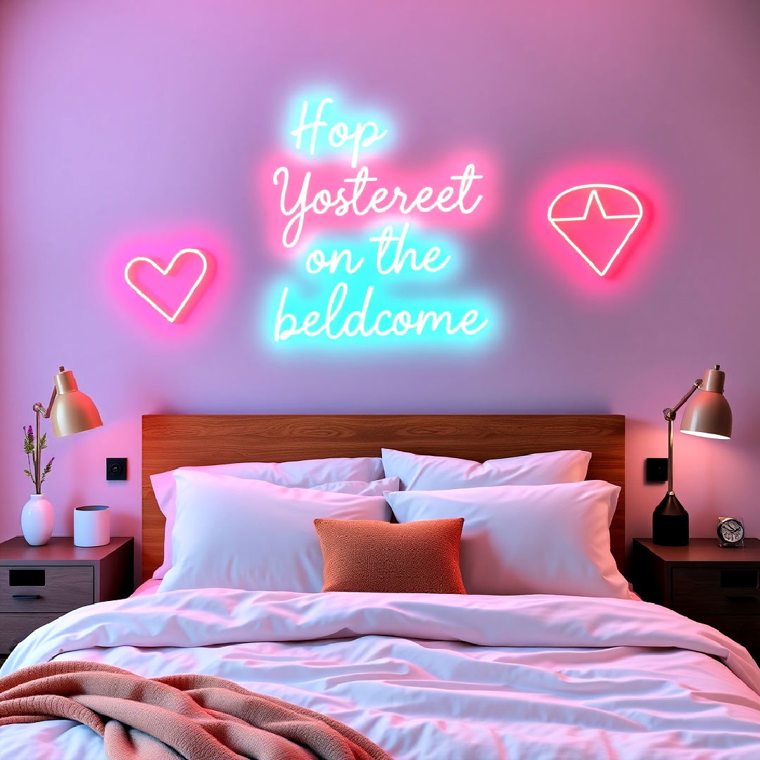wall art for neon bedroom - 30 Neon Bedroom Ideas