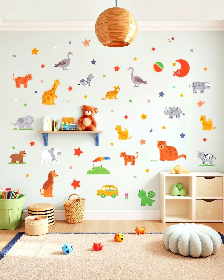 wall decals to create themed playroom - 40 Playroom Ideas