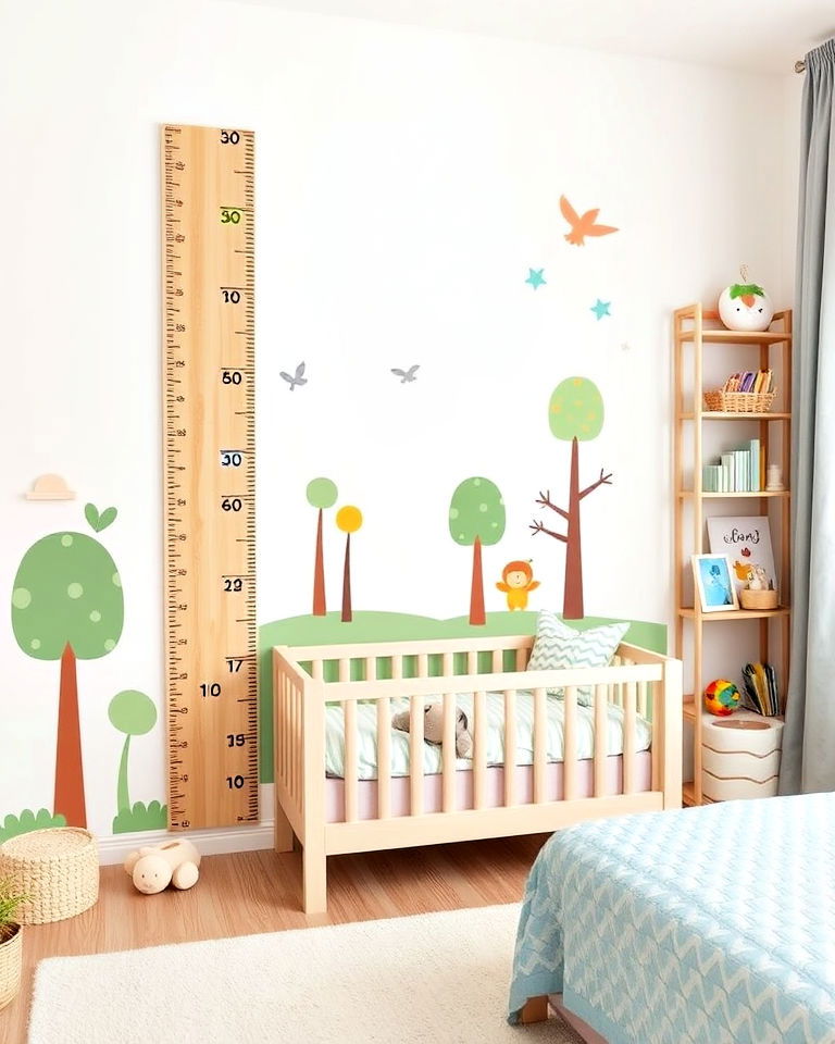 wall growth chart for toddler room - 40 Toddler Room Ideas