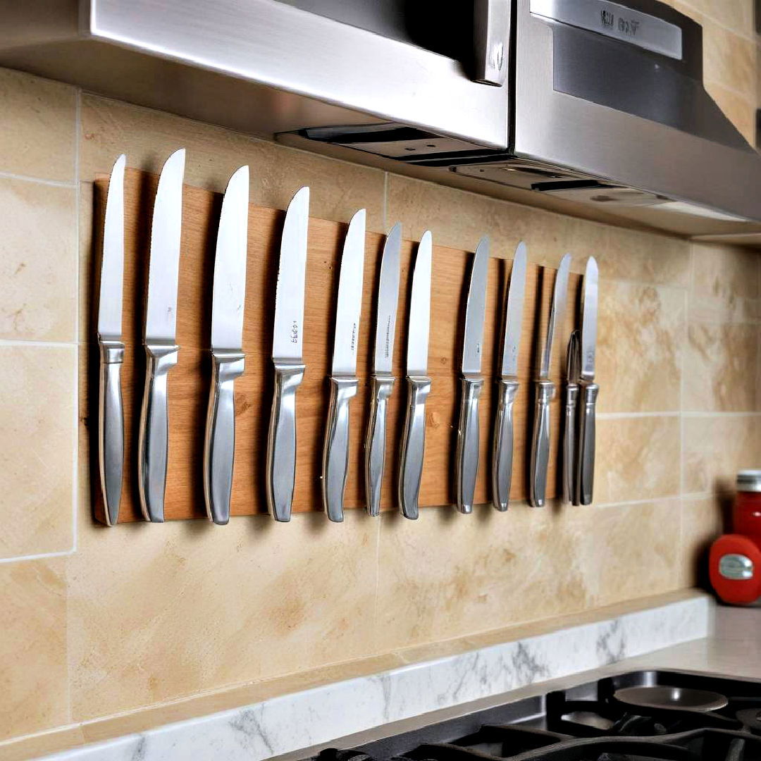 wall mount magnetic knife strip - 40 Small Kitchen Ideas