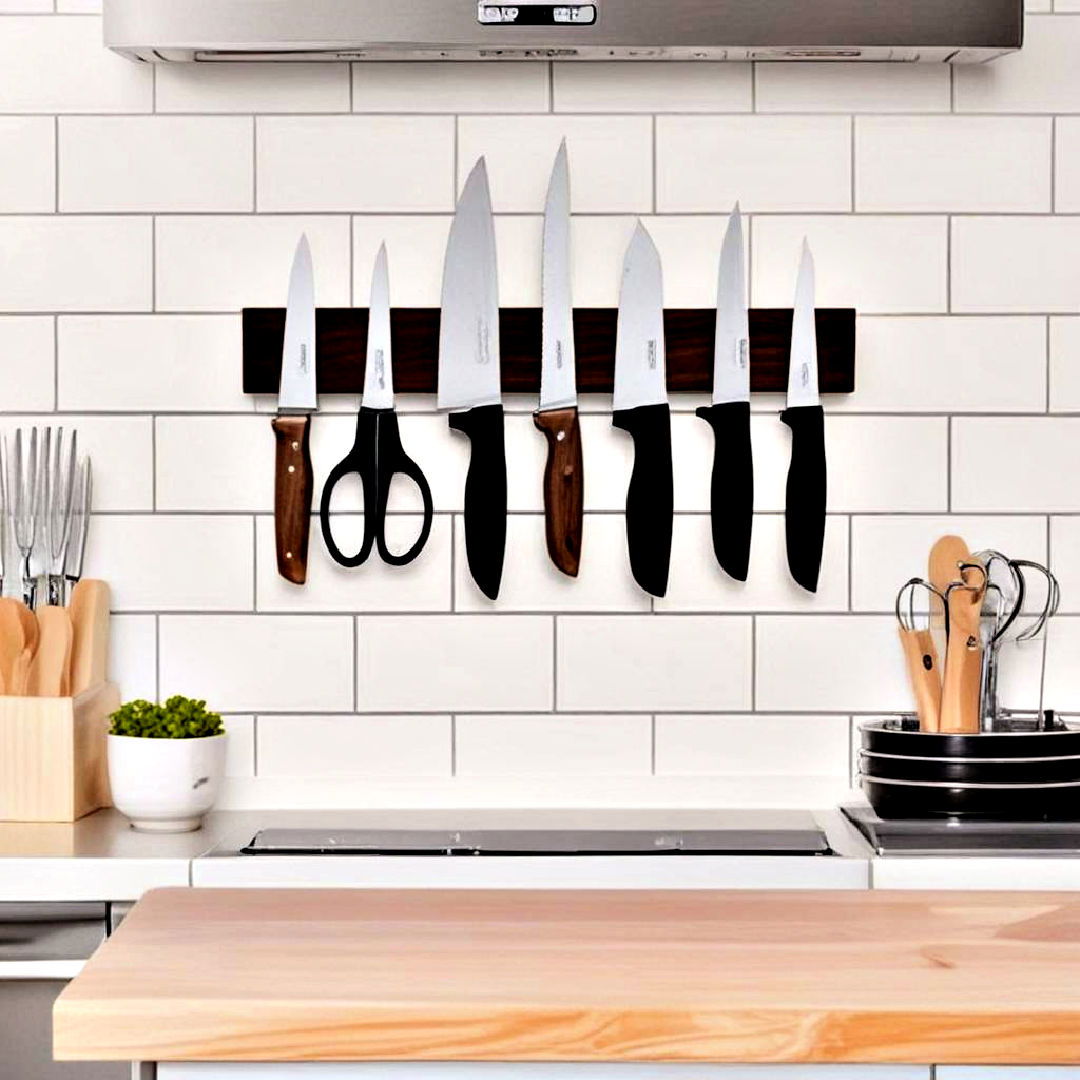 wall mount magnetic knife strip - 40 Kitchen Decor Ideas