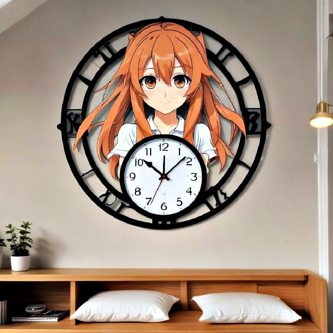wall mounted anime themed clock - 40 Anime Room Ideas