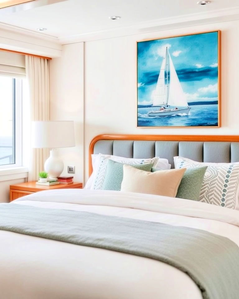 wall mounted artwork to add personal touch - 20 Yacht Bedroom Ideas