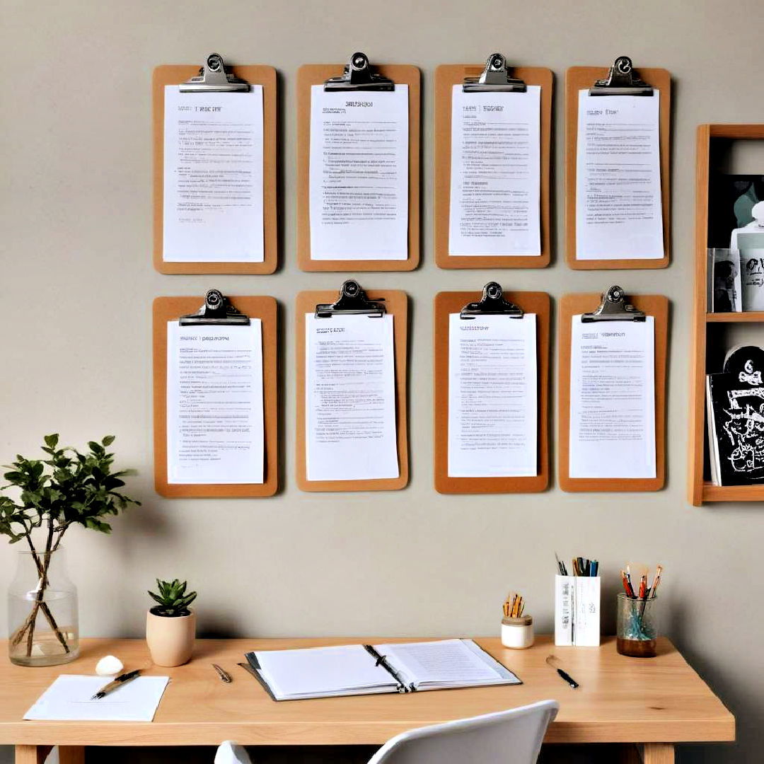 wall mounted clipboards - 40 Wall Decor Ideas
