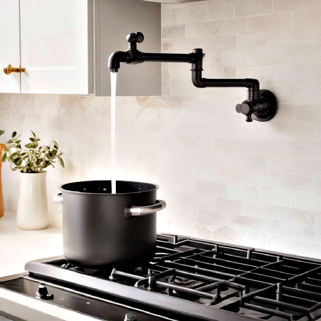 wall mounted faucet positioned near the cooktop - 40 Modern Kitchen Ideas