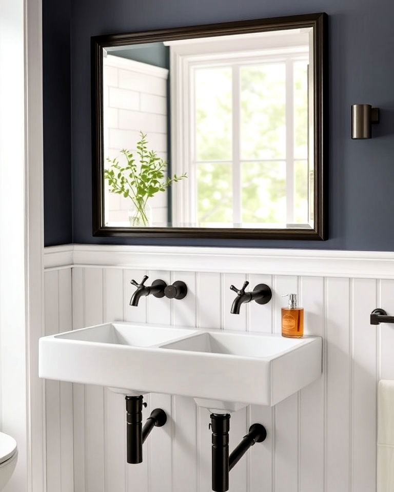 wall mounted faucets for clean lines - 30 Transitional Bathroom Ideas
