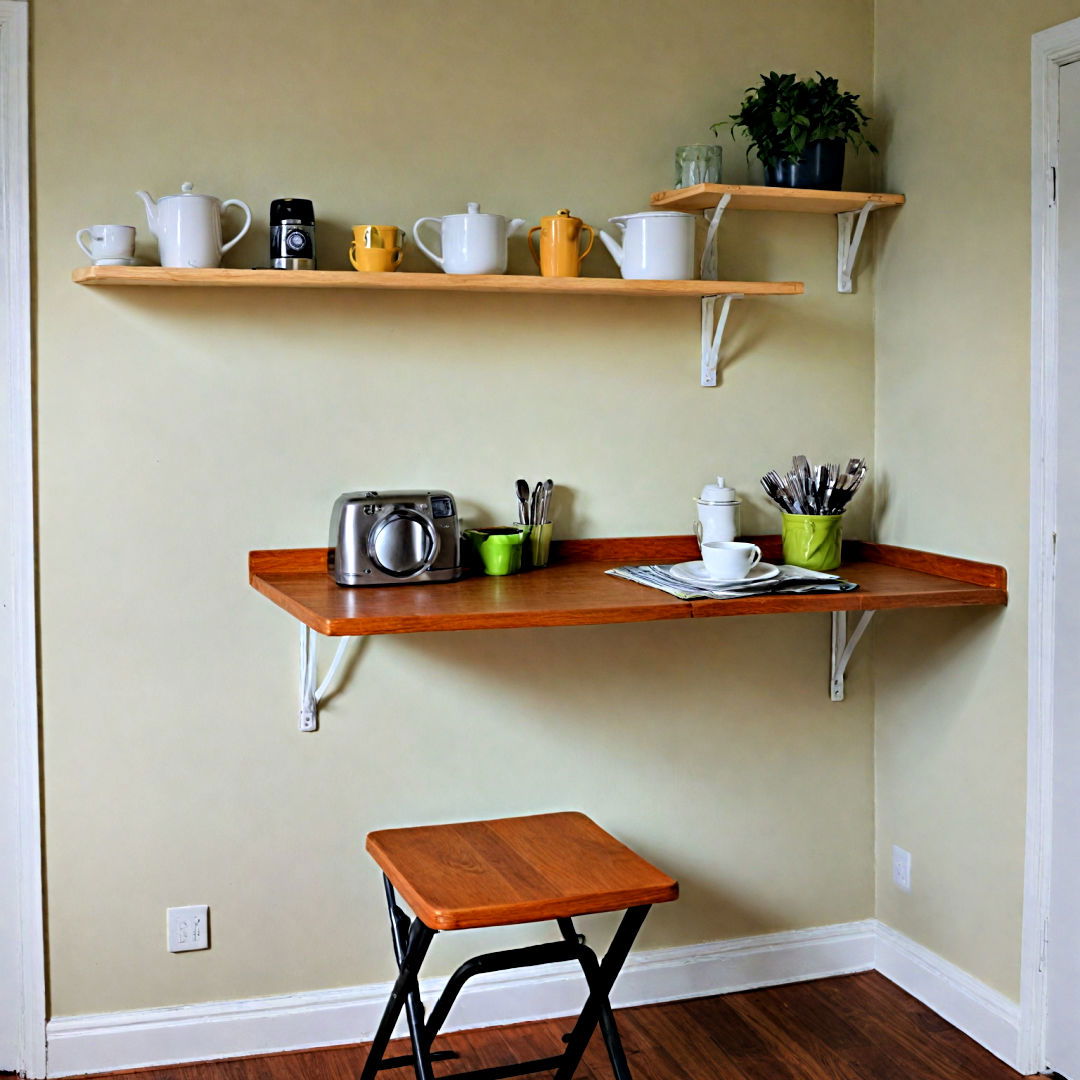 wall mounted fold down table - 30 Small Apartment Storage Ideas