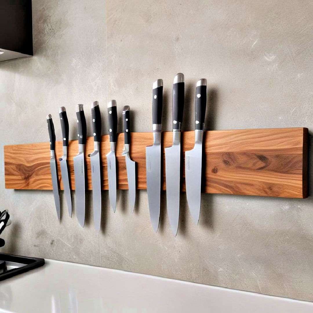 wall mounted magnetic knife strip - 30 Small Apartment Storage Ideas