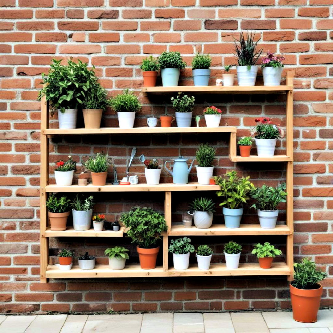 wall mounted outdoor shelving - 40 Small Backyard Ideas