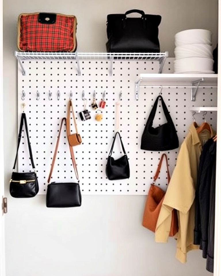 wall mounted pegboard closet design - 30 Open Closet Ideas