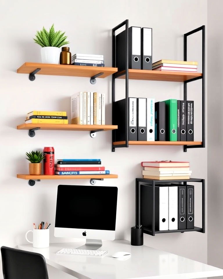 wall mounted shelving for office storage - 20 Office Storage Ideas