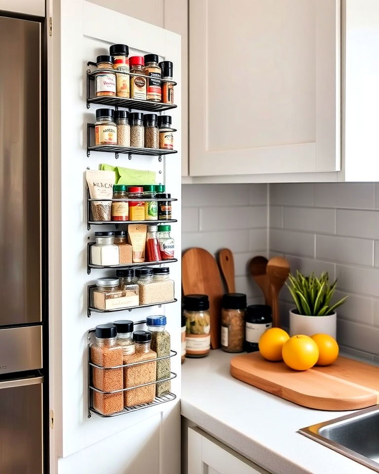 wall mounted spice rack ideas - 40 Small Kitchen Storage Ideas