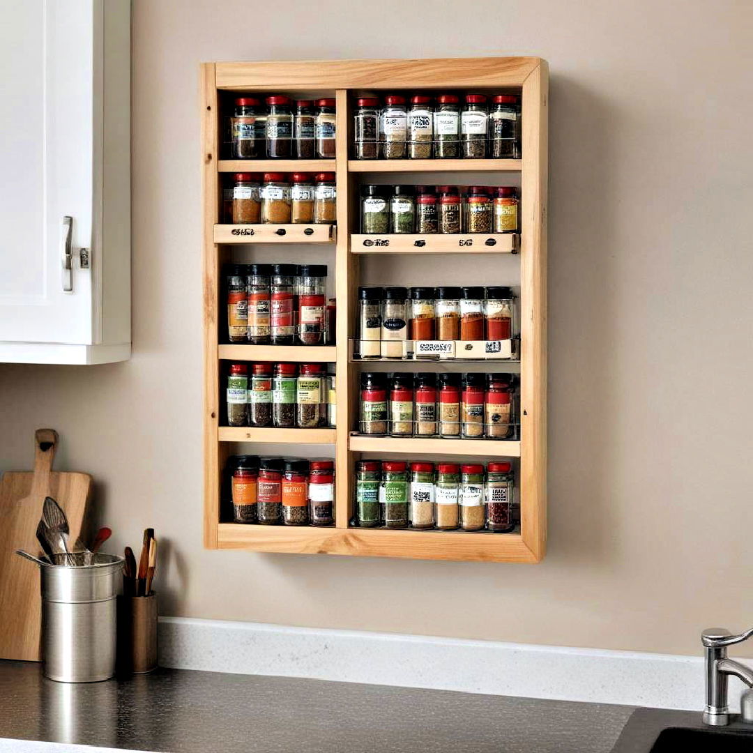 wall mounted spice rack - 30 Small Galley Kitchen Ideas on a Budget
