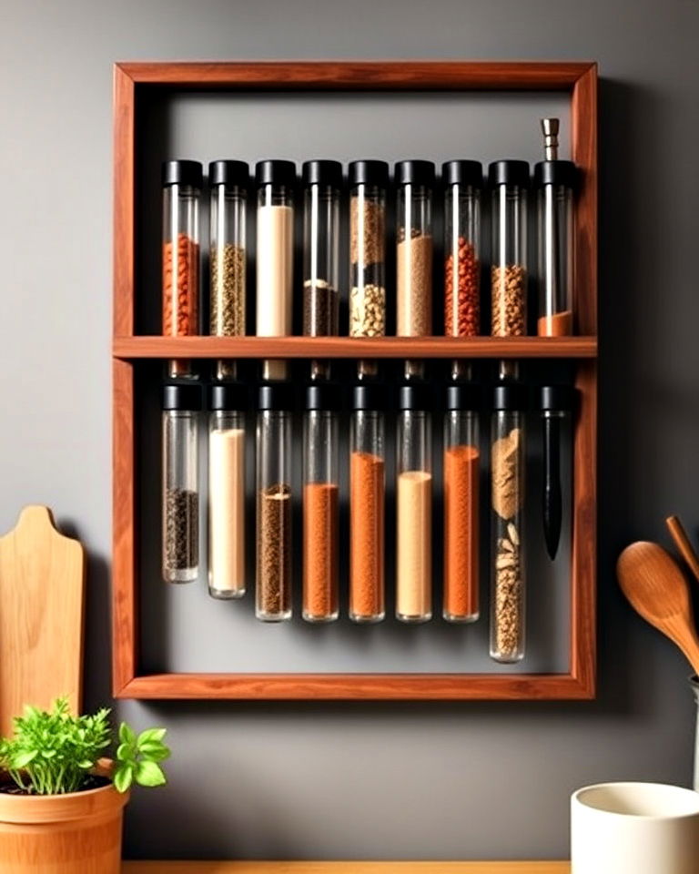 wall mounted test tube spice rack design - 40 Spice Rack Ideas
