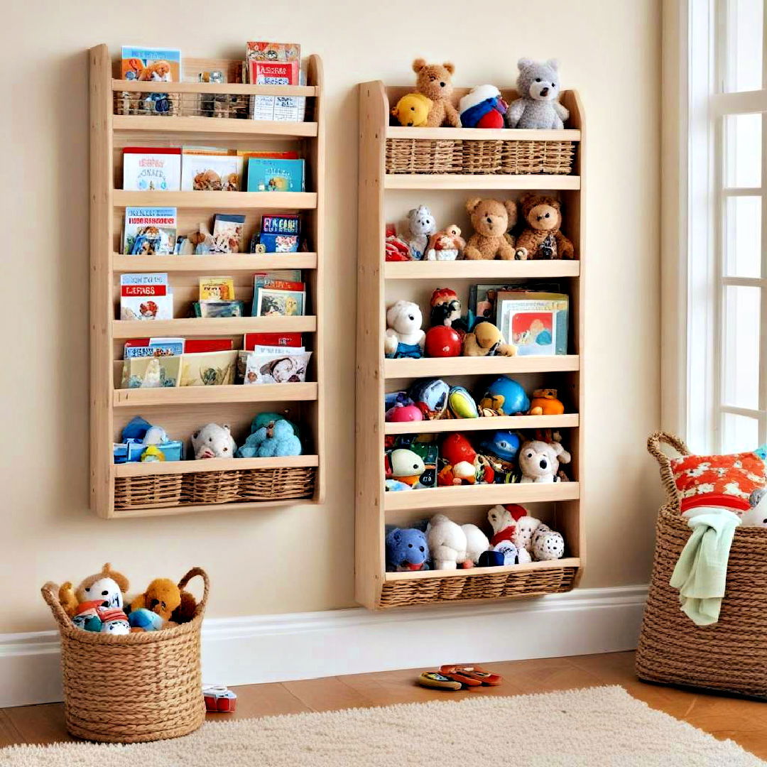 wall mounted toy storage idea - 40 Toy Storage Ideas
