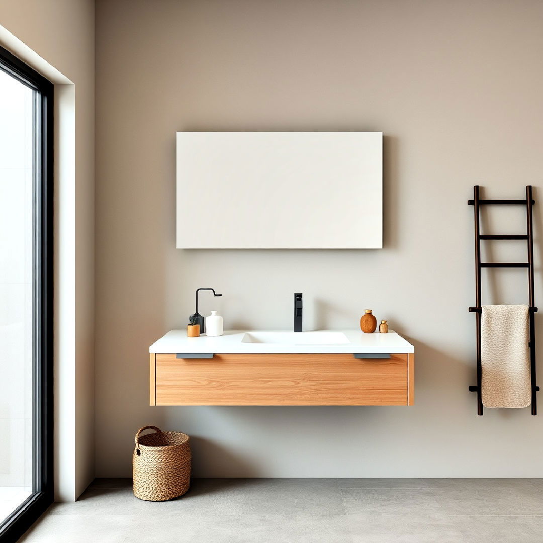 wall mounted vanity design - 40 Japandi Bathroom Ideas