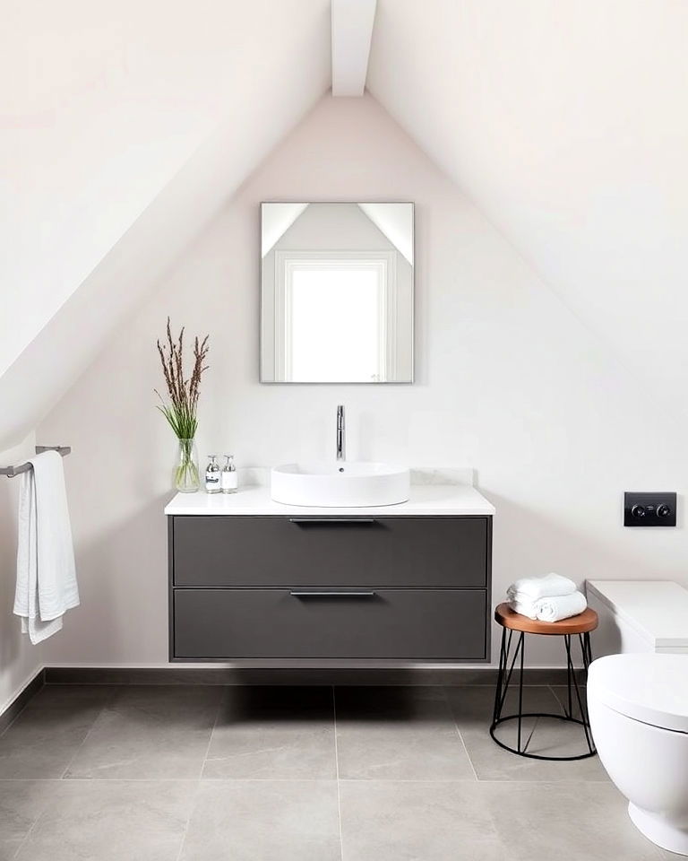 wall mounted vanity for attic bathroom - 15 Sloped Ceiling Attic Bathroom Ideas