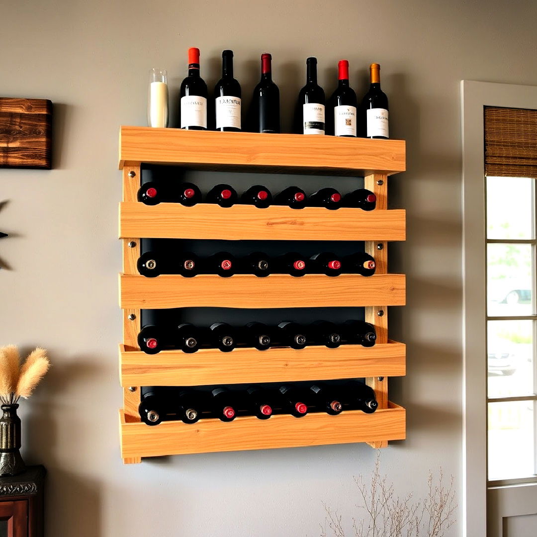 wall mounted wooden wine rack - 25 Wooden Interior Design Ideas