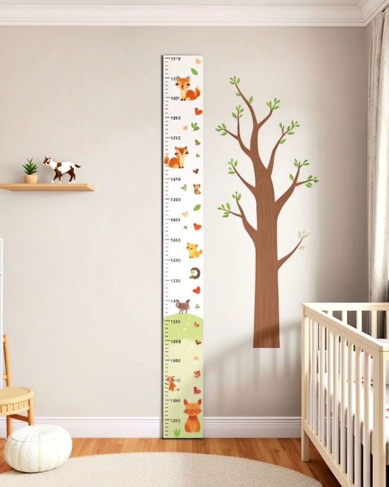 wall mounted woodland themed growth chart - 25 Woodland Nursery Ideas