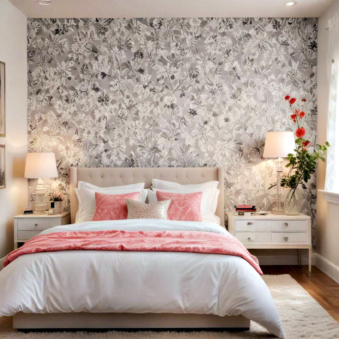 wallpaper accent wall idea - 40 Teenage Girl Bedroom Ideas