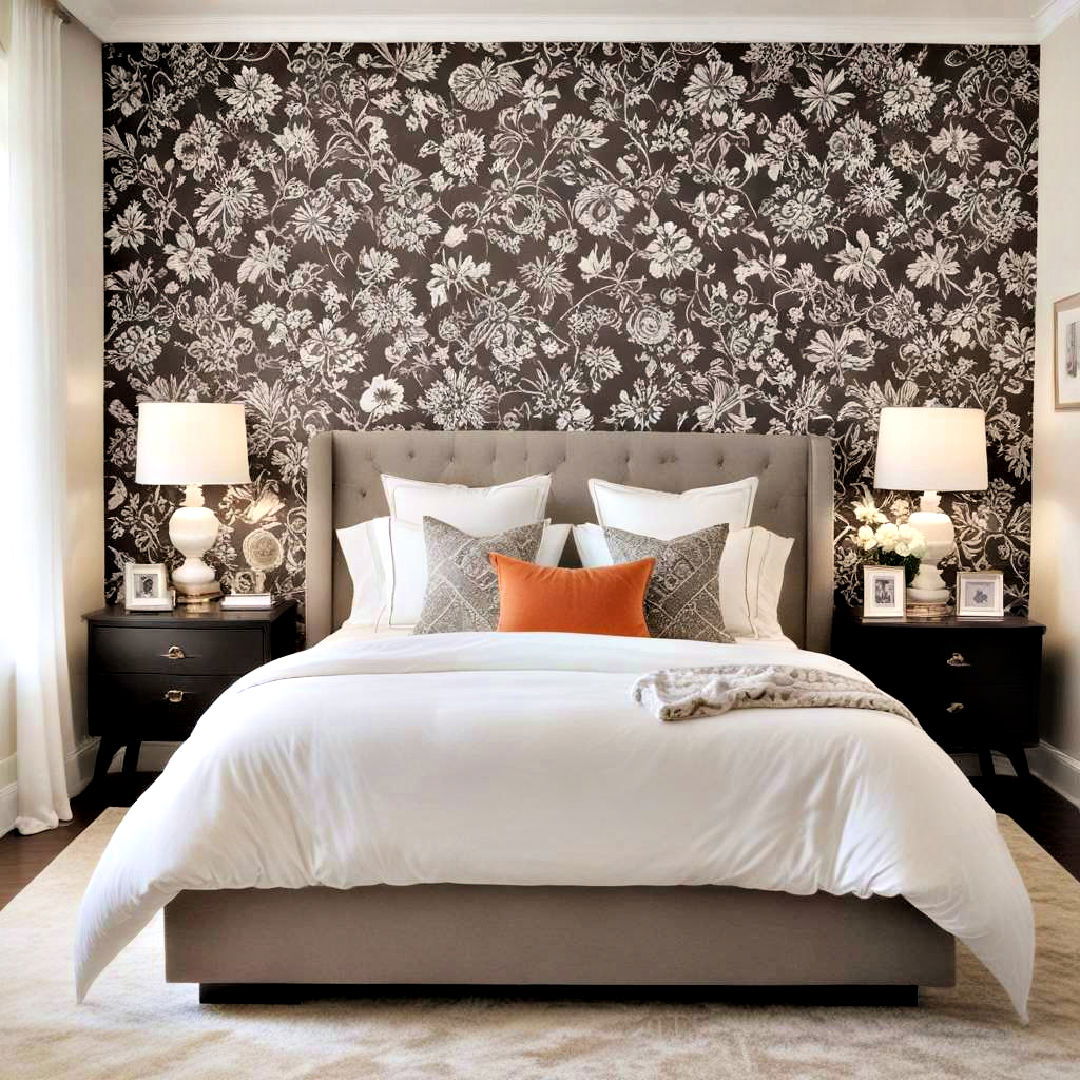 wallpaper accent wall idea - 40 Small Bedroom Ideas