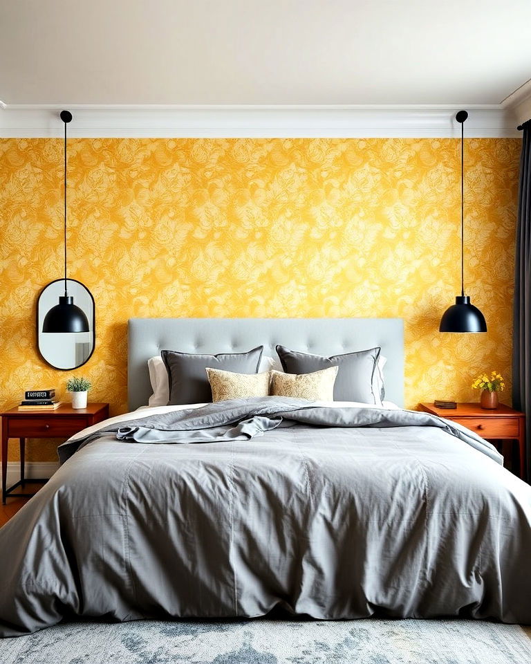 wallpaper for yellow and grey bedroom - 25 Yellow and Grey Bedroom Ideas
